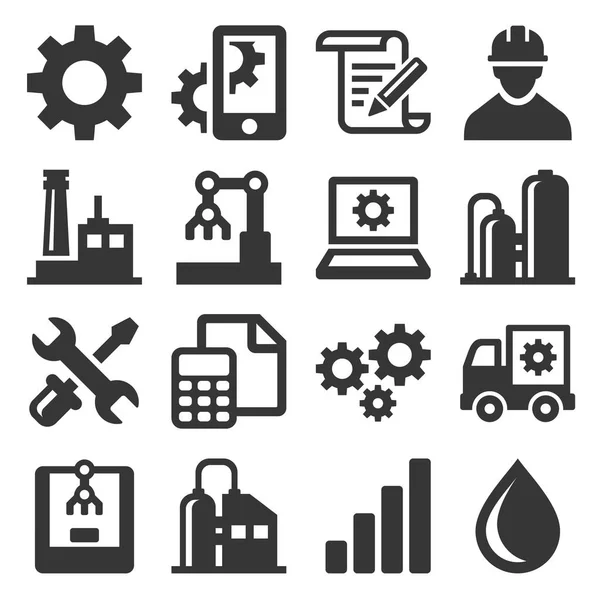Manufacturing and Engineering Icons Set. Vector — Stock Vector
