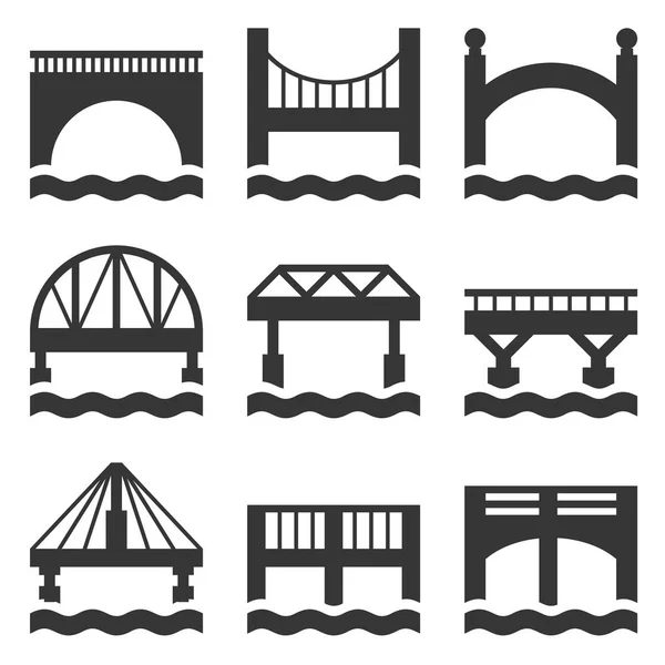 Conjunto de ícones da ponte. Vetor —  Vetores de Stock