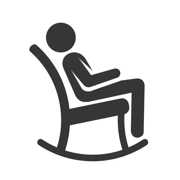 Hombre en silla mecedora Icono. Vector — Archivo Imágenes Vectoriales