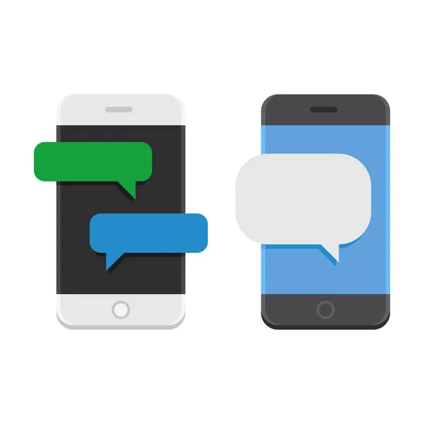 Mobilní telefon s Chat zprávy bubliny. Vektor — Stockový vektor