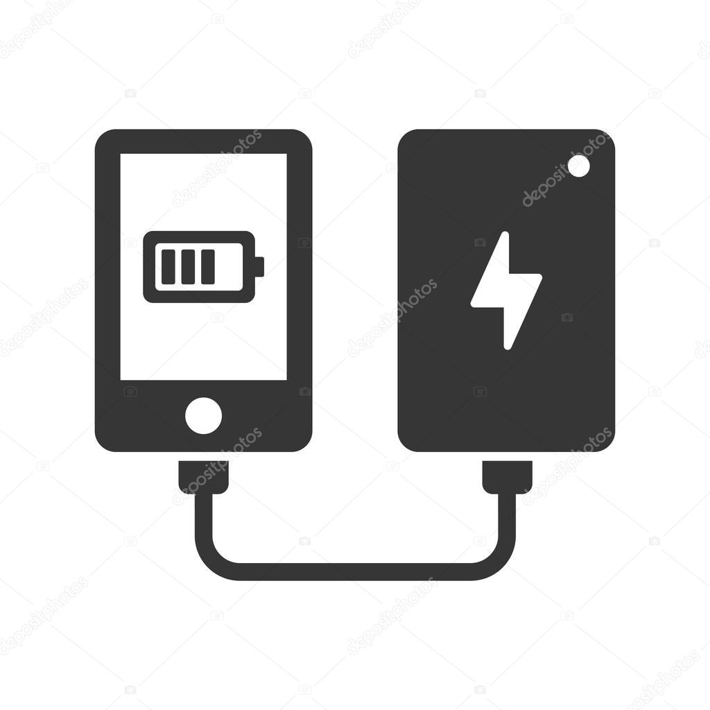 Phone with Power Bank Battery Icon. Vector
