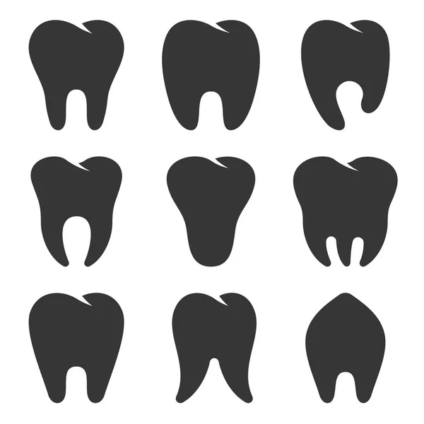 Diş türü Icons Set beyaz arka plan üzerinde. Vektör — Stok Vektör