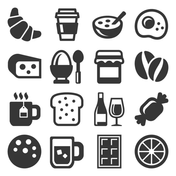 Iconos de desayuno sobre fondo blanco. Vector — Archivo Imágenes Vectoriales