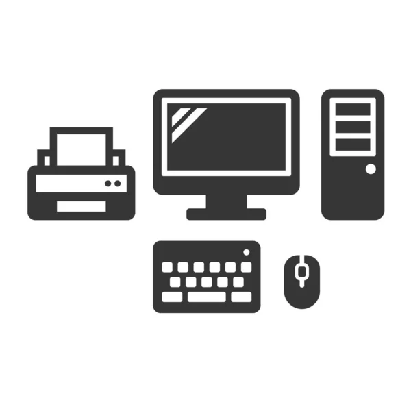 Desktop Computer Icon on White Background. Vector — Stock Vector