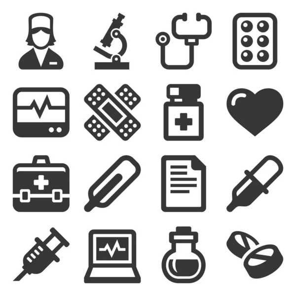 Iconos médicos y de salud ambientados en el fondo blanco. Vector — Vector de stock