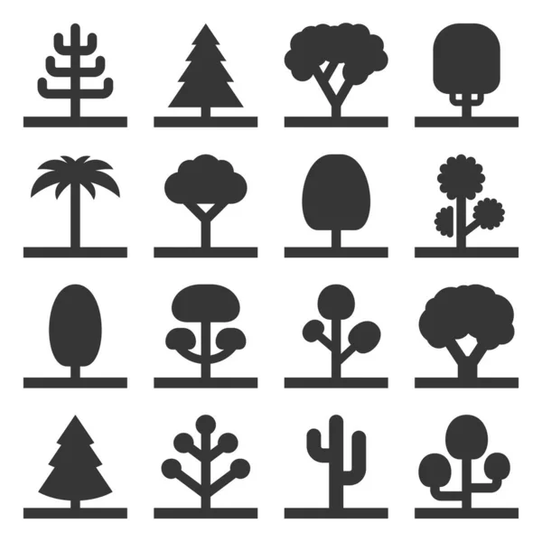 Ícones de árvore definidos no fundo branco. Vetor — Vetor de Stock