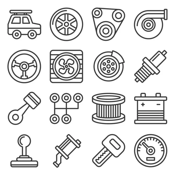 Automotive Car Service Icons Set su sfondo bianco. Vettore stile linea — Vettoriale Stock