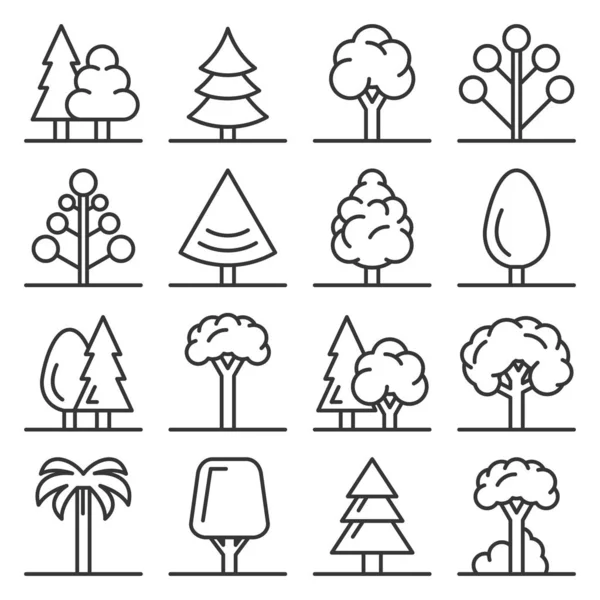Tree Icons Set on White Background. Vector — Stock Vector