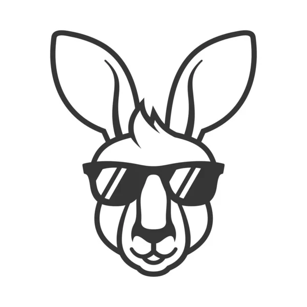 Kangaroo Head in Sunglasses Icon. Logo on White Background. Vector — 스톡 벡터