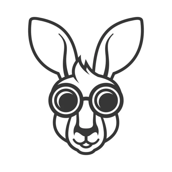 Kangaroo Head in Sunglasses Icon. Logo on White Background. Vector — Stock Vector