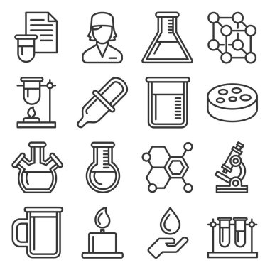 Chemical Icons Set on White Background. Line Style Vector