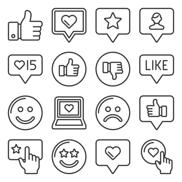 Feedback and Like Icons Set. Line Style Vector — 스톡 벡터