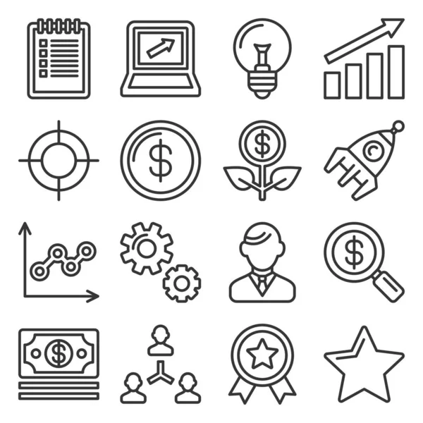 Start-up business Icons Set. Vettore stile linea — Vettoriale Stock