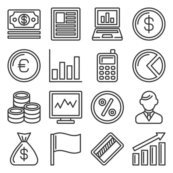 Money Icon Set on White Background. Line Style Vector — Stock Vector