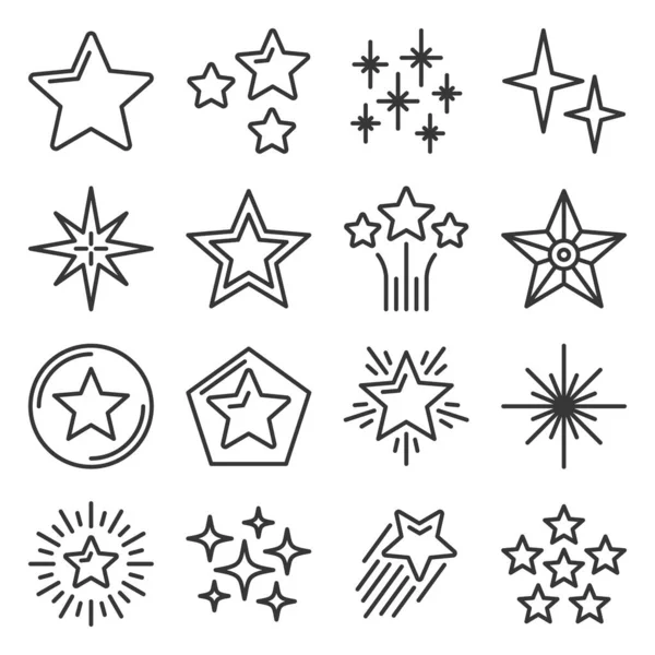 Εικονίδια αστεριών σε λευκό φόντο. Διάνυσμα στυλ γραμμής — Διανυσματικό Αρχείο