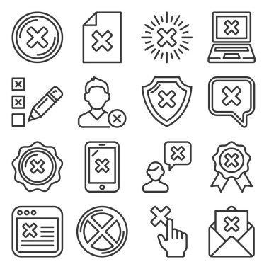Close Icons Set. Cross Sign Line Style Vector clipart