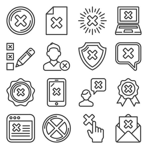 Close Icons Set. Cross Sign Line Style Vector — Stock Vector