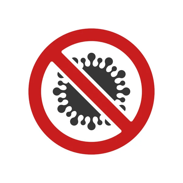 Ikon Coronavirus dengan Larangan Tanda tangan di Latar Belakang Putih. Vektor - Stok Vektor