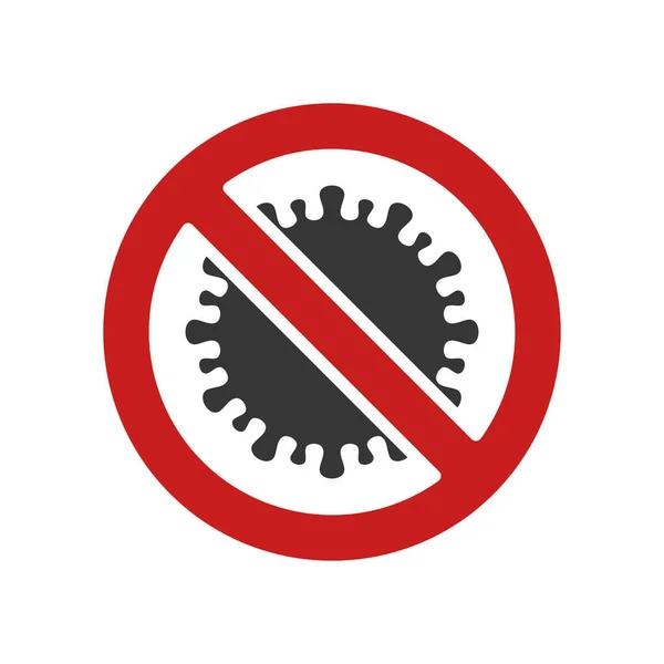 Icono del Coronavirus con el signo de prohibición en el fondo blanco. Vector — Vector de stock