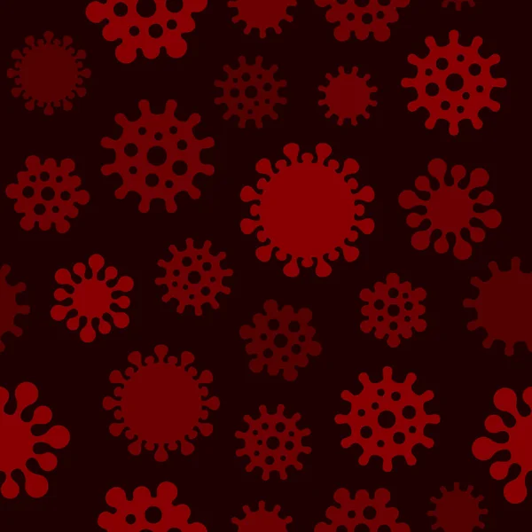 Coronavirus naadloos patroon op donkere achtergrond. Vector — Stockvector