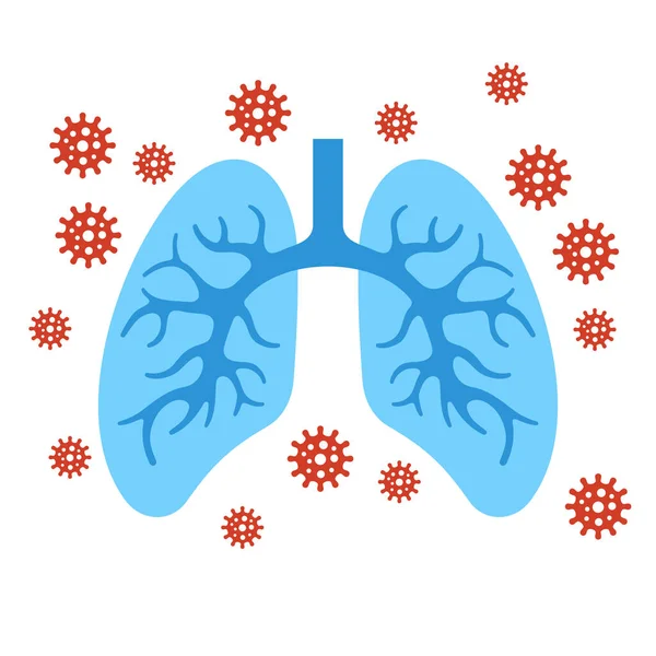 Infección pulmonar humana Coronavirus sobre fondo blanco. Vector — Archivo Imágenes Vectoriales