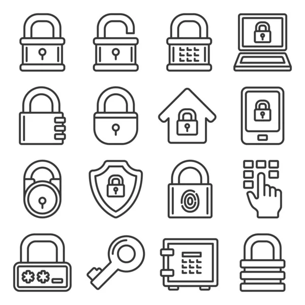 Lock Icons auf weißem Hintergrund. Linienstilvektor — Stockvektor