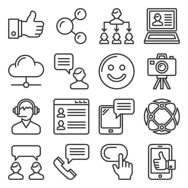 Social Media Icons Set on White Background. Line Style Vector — Stock Vector