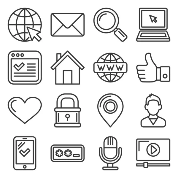 Website Development Icons Set auf weißem Hintergrund. Linienstilvektor — Stockvektor