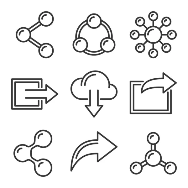 Share Icons Set on White Background. Line Style Vector — Stock Vector
