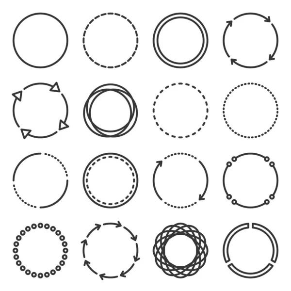 Circle Icons Set on White Background. Line Style Vector — Stock Vector