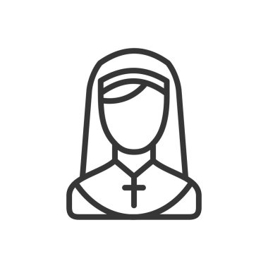 Beyaz Arkaplanda Rahibe Simgesi. Vektör