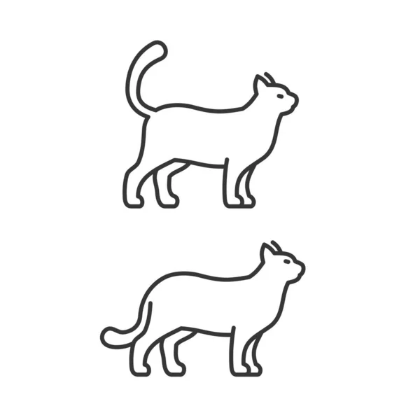 Caminando iconos de gato sobre fondo blanco. Estilo de línea Vector — Vector de stock