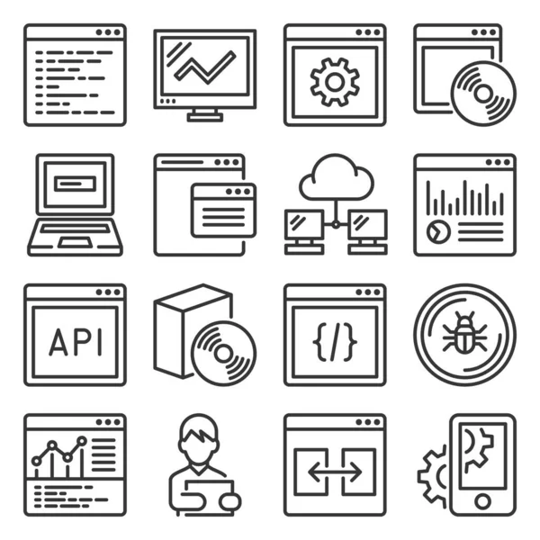 Software and Application Programming Icons Set. Line Style Vector — Stock Vector