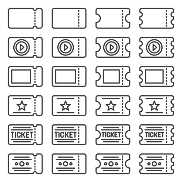 Ticket Pictogrammen ingesteld op witte achtergrond. Lijnstijlvector — Stockvector