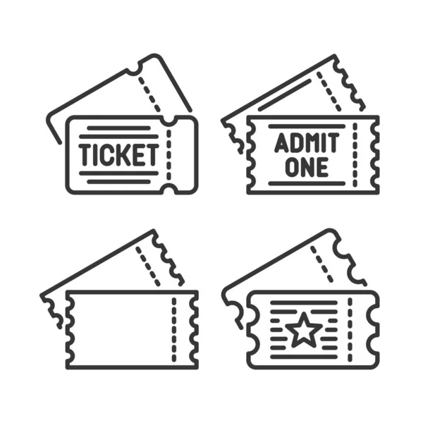 Ticket Icons Set on White Background. Line Style Vector — Stock Vector