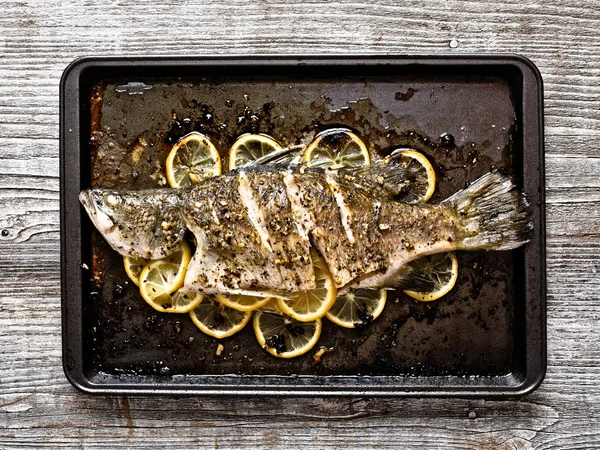 Rustic baked fish — Stock Photo, Image