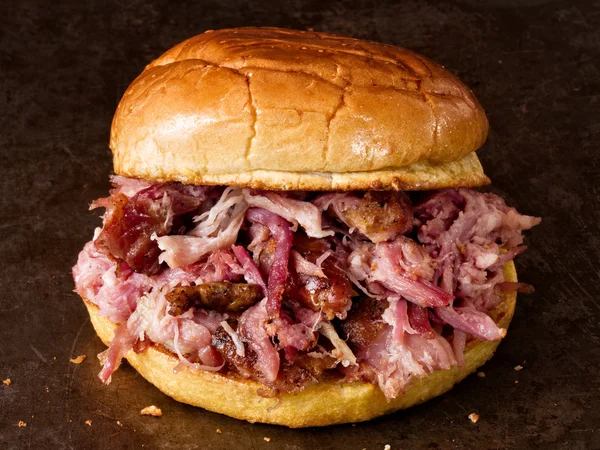Rústico americano puxado sanduíche de porco — Fotografia de Stock