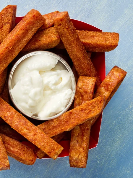 Rustic comfort food snack spam fries — Stock Photo, Image