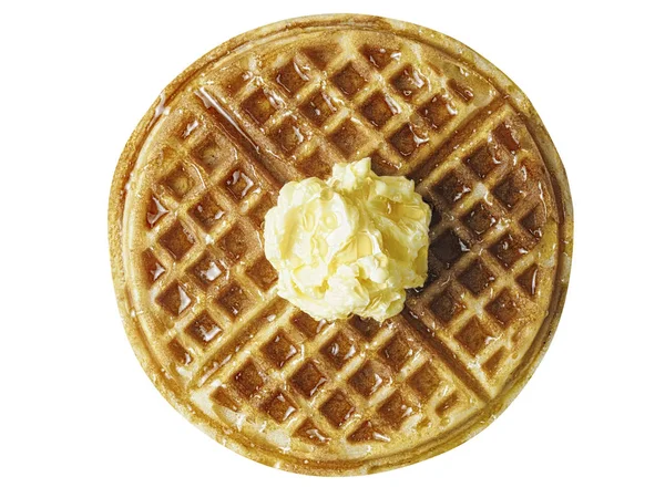 Waffle classico classico belgium americano con burro e acero — Foto Stock