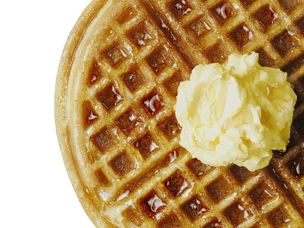 Waffle classico classico belgium americano con burro e acero — Foto Stock