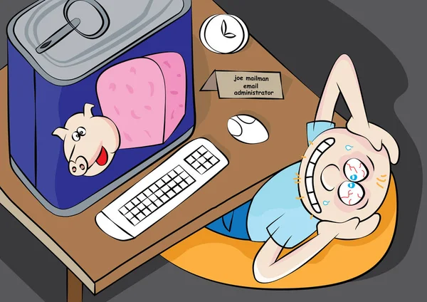 E-mail lixo engraçado desenhos animados — Vetor de Stock