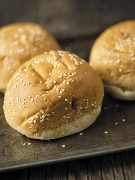 Rustic hamburger bun — Stok fotoğraf