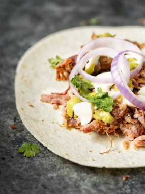 rustik Meksikalı Amerikan çekti domuz tacos