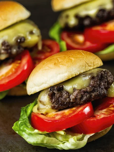 Rustieke Amerikaanse schuifregelaar mini broodje hamburger — Stockfoto