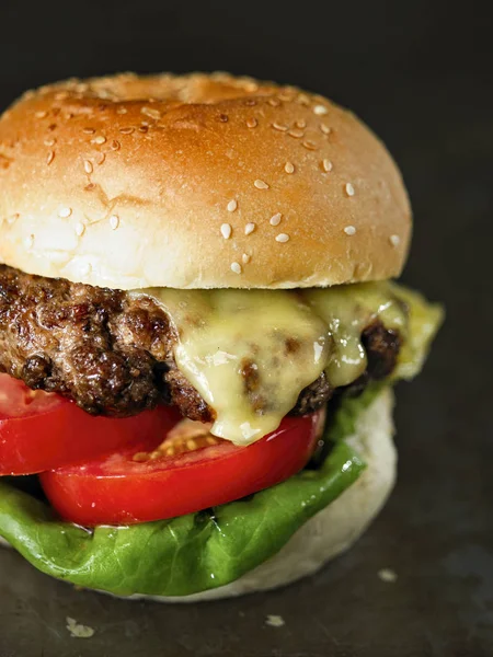 Rustieke Amerikaanse hamburger — Stockfoto