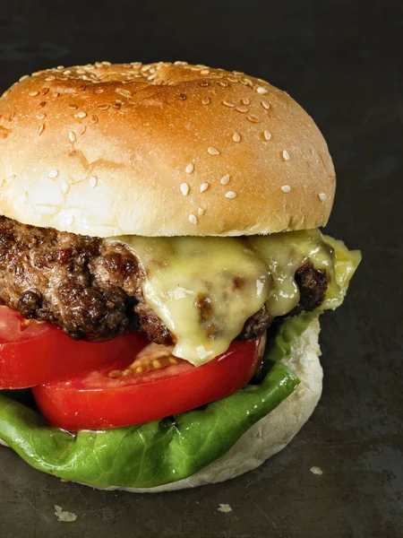 Rustieke Amerikaanse hamburger — Stockfoto