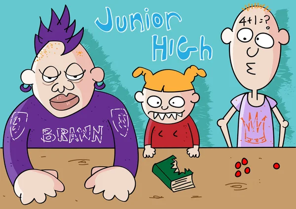 Funny teacher nightmare horrible students cartoon — 스톡 벡터