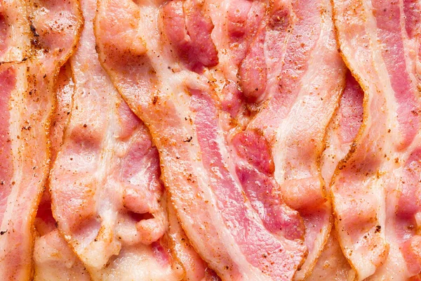 Primer Plano Tocino Frito Rashers Fondo Alimentos —  Fotos de Stock