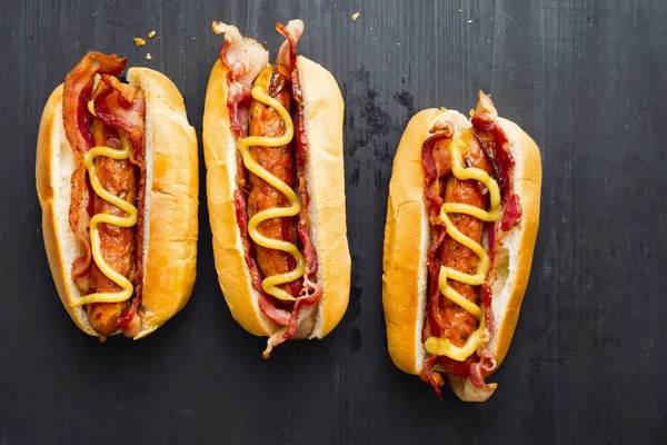 Közeli Ból Amerikai Gyorsétterem Hot Dog — Stock Fotó