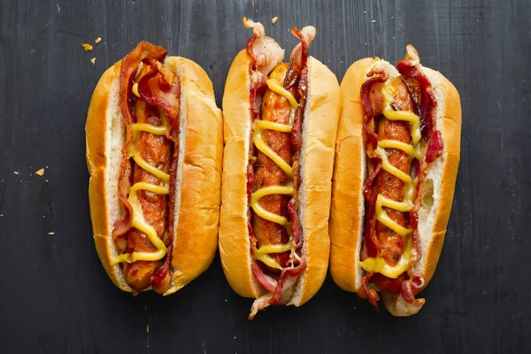 Közeli Ból Amerikai Gyorsétterem Hot Dog — Stock Fotó